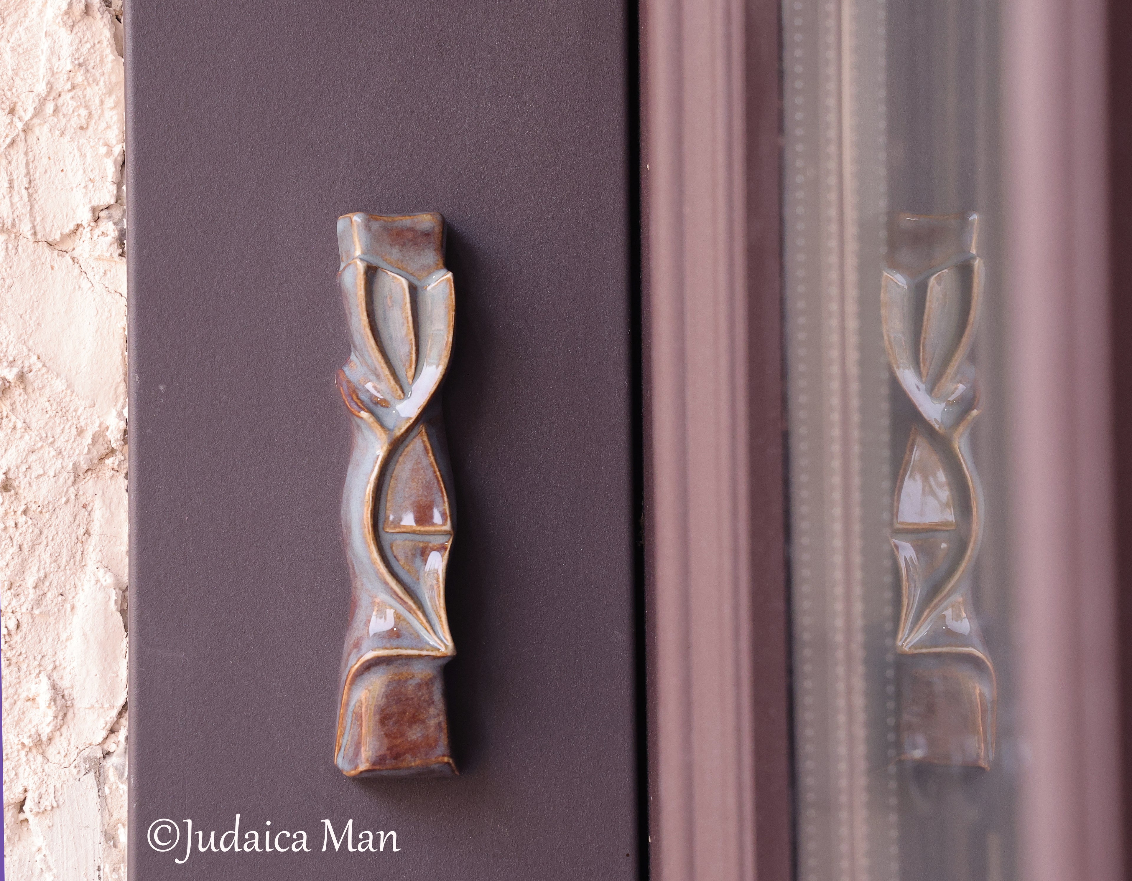 Ceramic mezuzah case "Shema" blue color 3 sizes