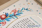 Jewish woman prayer for Shabbat candles "Pomegarnates flowers" with Gold and Copper