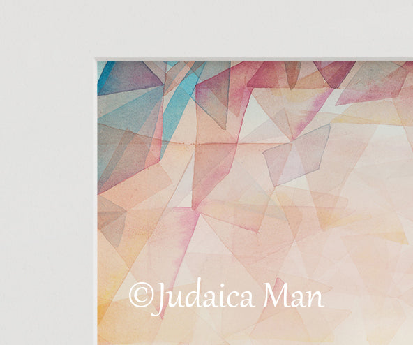 Framed Jewish Home blessing "Modern Sunset" - English and Hebrew text or Hebrew only