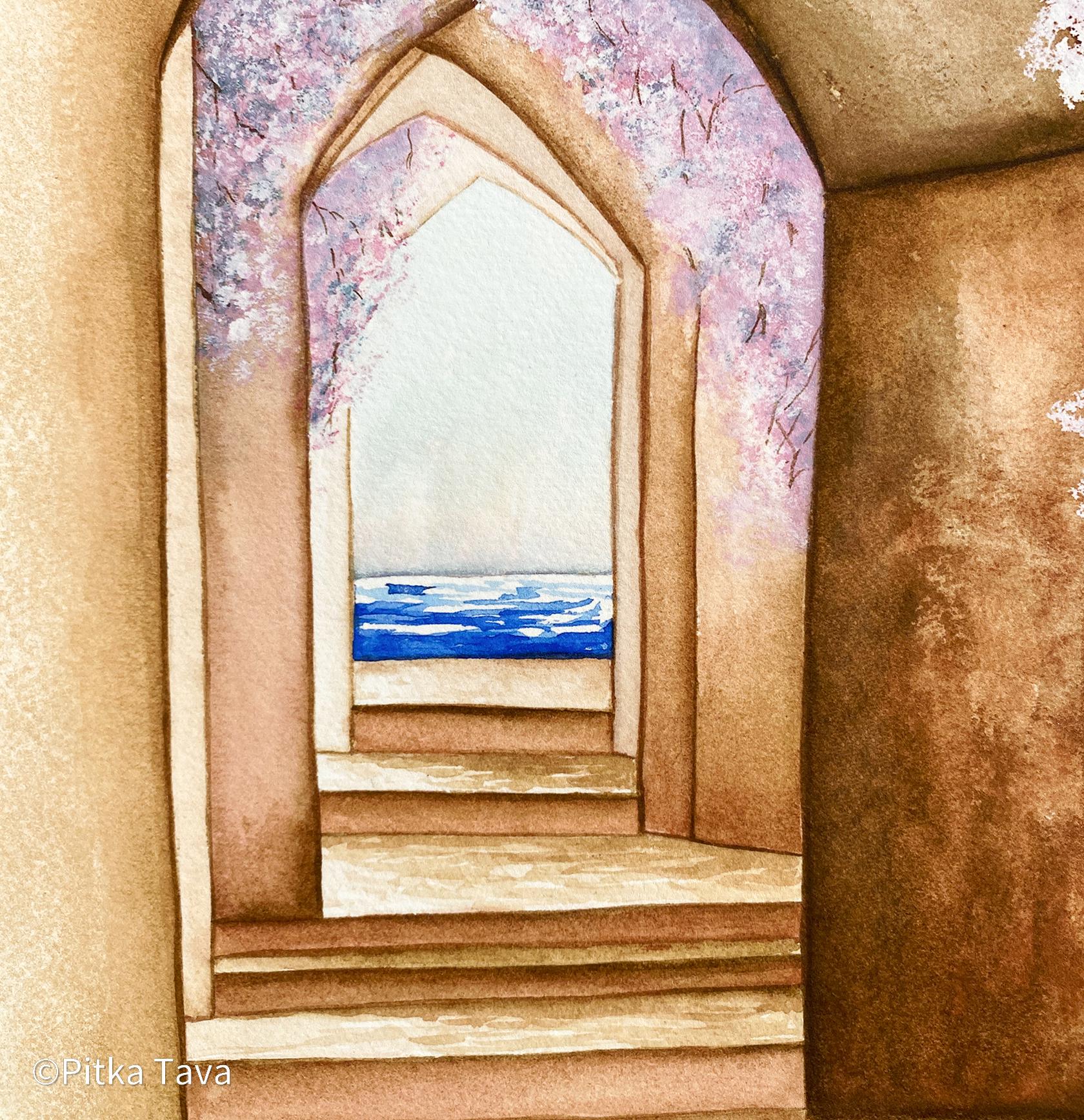 Jewish wedding ketubah "Come to the Gan Eden" jewish art judaica - handmade watercolor ketubah for groom and bride hand painted in Israel