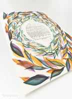 Ketubah Jewish floral wedding "Four seasons" jewish art judaica - handmade watercolor ketubah for groom and bride hand painted in Israel