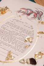 Jewish ketubah AHAVA handmade hebrew  calligraphy of the word love (ahava) on the top of the ketubah (jewish contract) in red, pink and green. Unique piece of art judaica for jewish wedding marriage. Modern ketuabh handmade and printed on acid free paper with giclee  printing. Unique art ketubah hand painted and design especially for jewish wedding chuppah ceremony by israeli artist family with the jewish wedding tradition. Unique piece one of a kind judaica art wedding with optionof gold leaf.