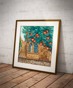 "Jerusalem of Gold" watercolor painting with 24K Gold and Copper