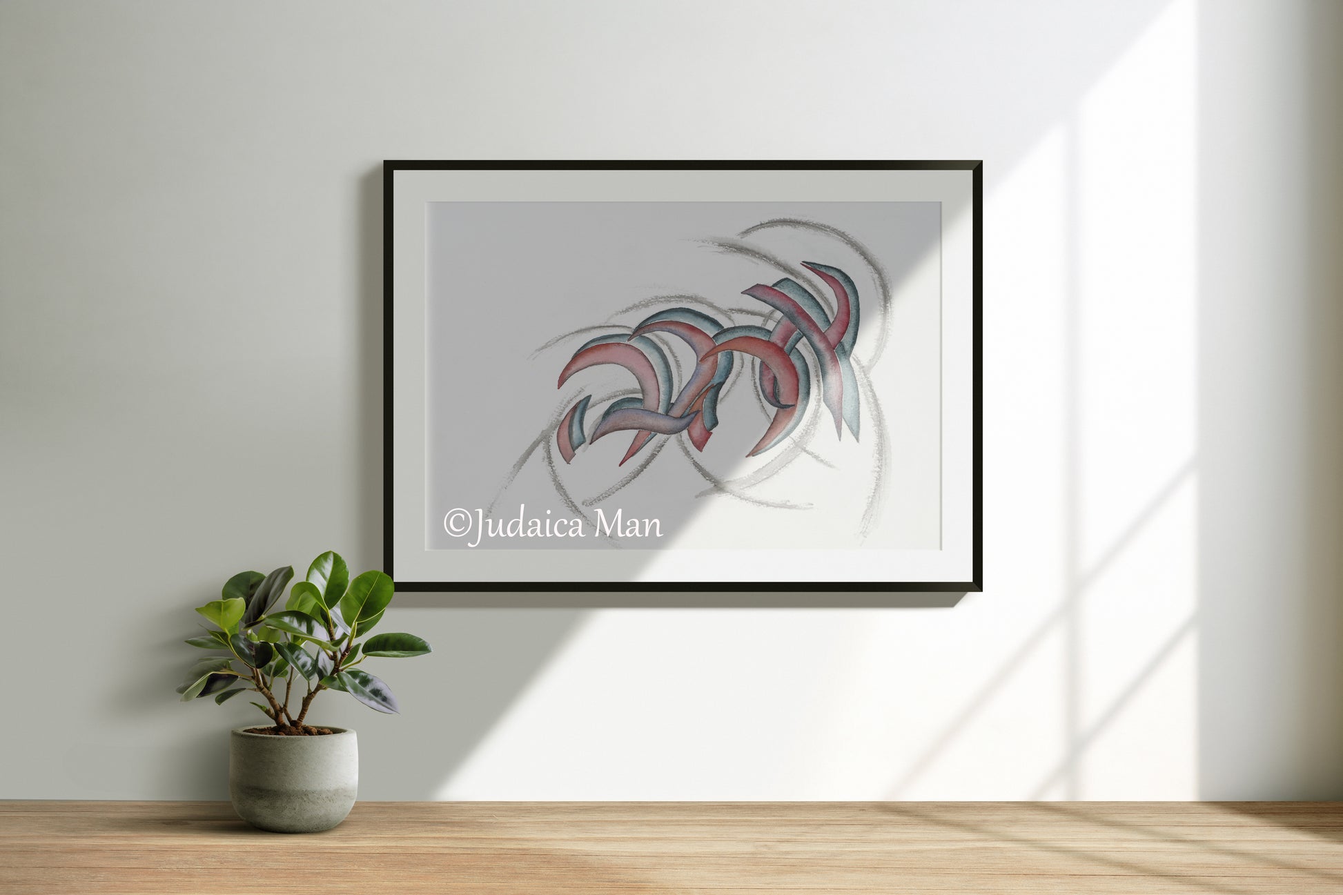 Hebrew watercolor calligraphy"AHAVA"