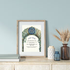 Framed Jewish Home blessing "Magen David on Jerusalem" - English and Hebrew text or Hebrew only