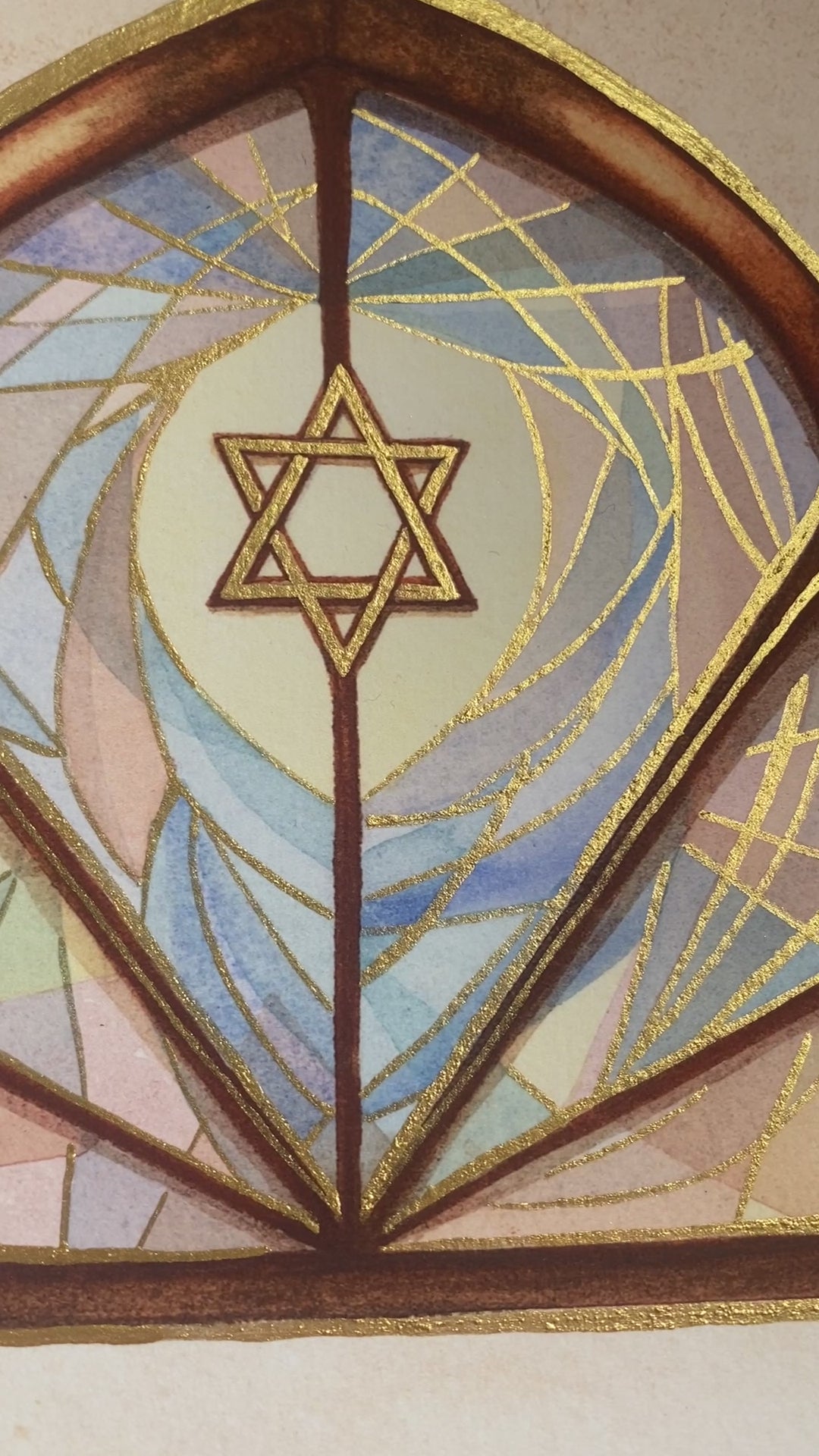 Ketubah "Mishkan" vitrage - Hand painted with gold 24 K