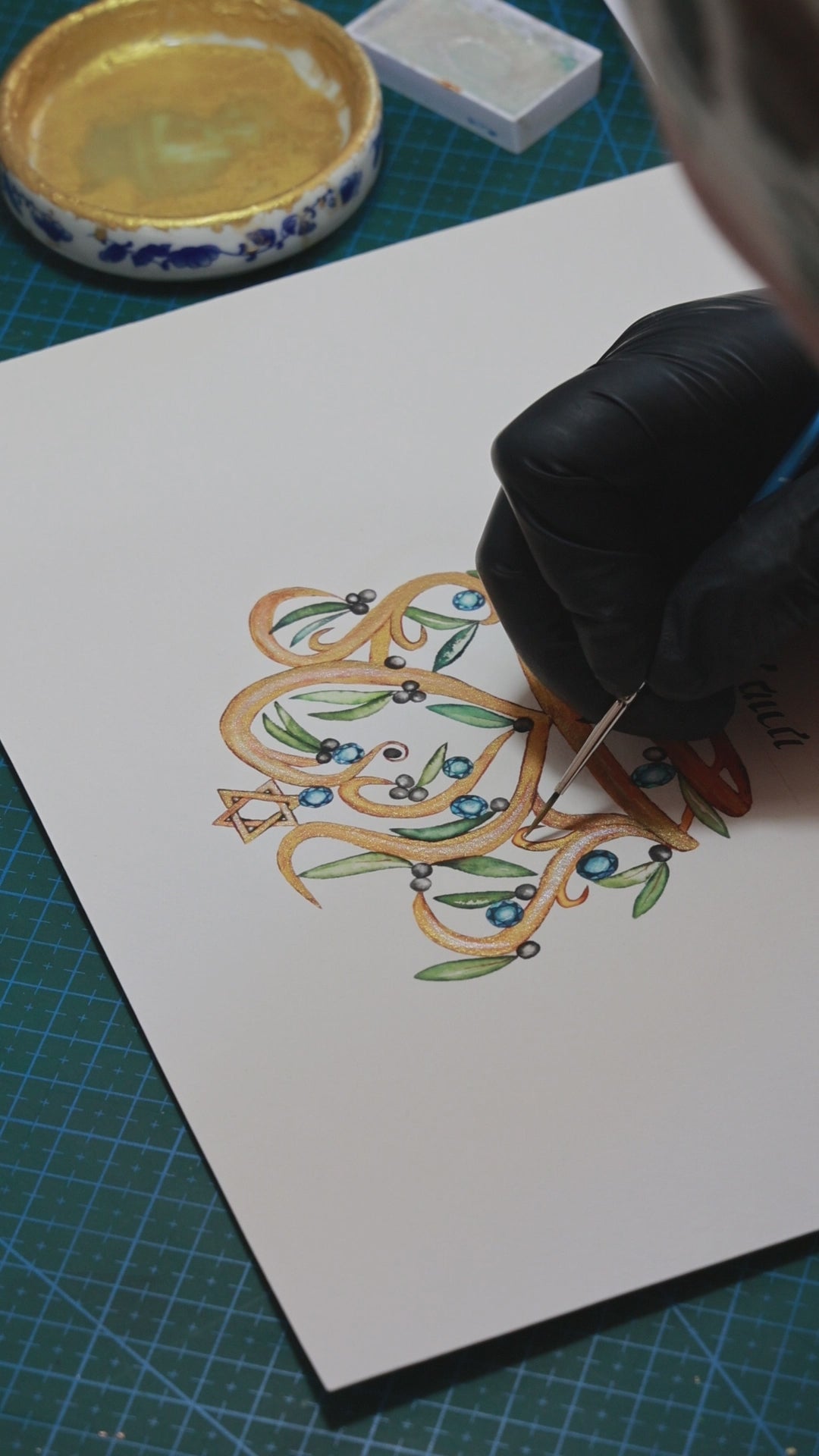 "The daughter of the King" Eshet Chayil handmade calligraphy and gold painting 24K