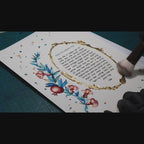 Jewish woman prayer for Shabbat candles "Pomegarnates flowers" with Gold and Copper