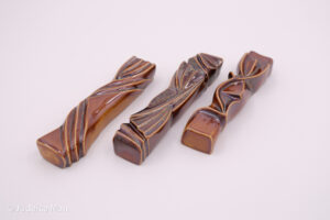 Ceramic mezuzah case "Shema" brown shiny color
