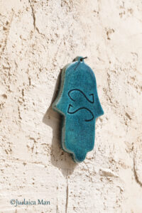 Hamsa from Ceramic handmade - Blue color protection for home