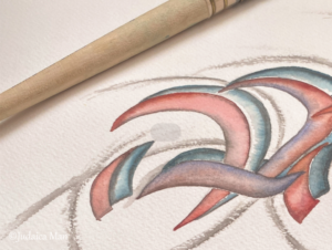 Hebrew watercolor calligraphy "AHAVA"