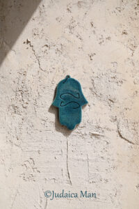 Hamsa from Ceramic handmade - Blue color protection for home