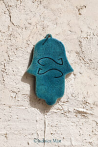 Hamsa from Ceramic handmade - Blue color protection for home