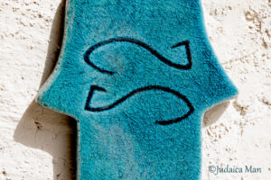 Hamsa from Ceramic handmade - Blue color protection for home