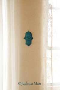 Hamsa from Ceramic handmade - Blue color protection for home