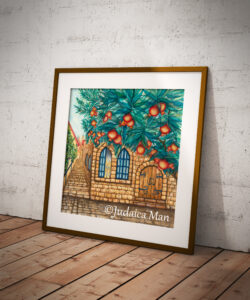 "Jerusalem of Gold" watercolor painting with 24K Gold and Copper