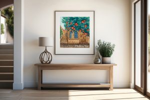 "Jerusalem of Gold" watercolor painting with 24K Gold and Copper