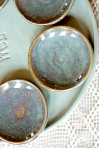 Ceramic Seder Passover Plate Green pastel color