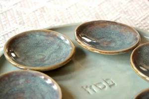 Ceramic Seder Passover Plate Green pastel color