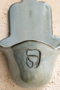 Hamsa Candle holder blue color