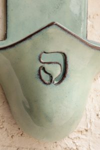 Hamsa Candle holder green turquoise color