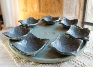 Ceramic Seder Passover Plate with square dishes
