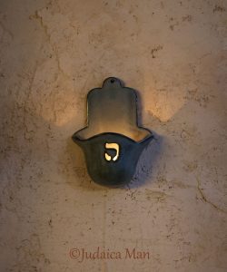 Hamsa Candle holder blue color