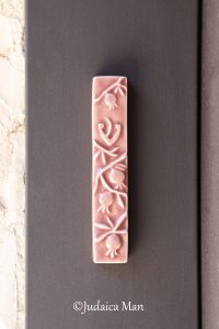 Mezuzah case with pomegranates "fresh"- Peach rose color