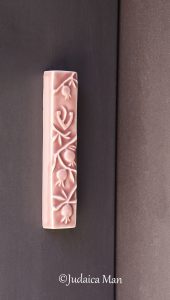 Mezuzah case with pomegranates "fresh"- Peach rose color