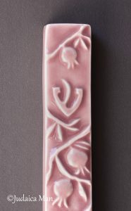 Mezuzah case with pomegranates "fresh"- Peach rose color