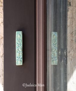 Mezuzah case with pomegranates "fresh"- Turquoise green light color