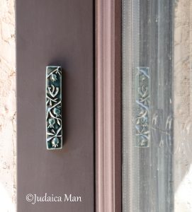 Mezuzah case with pomegranates "fresh"- Green forest